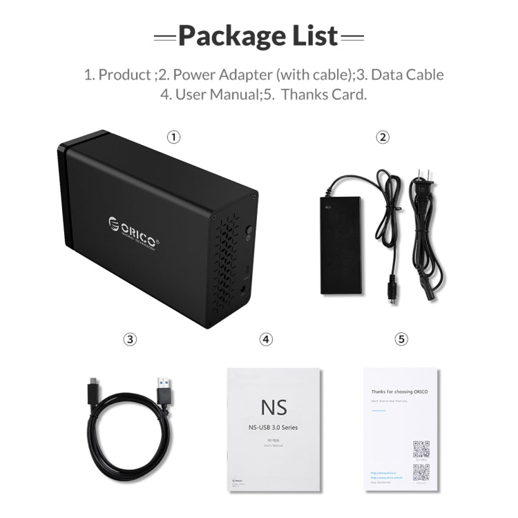 ORICO NS200C3 3.5 inch 2 Bay Type-C Hard Drive Enclosure - HDD Enclosure by ORICO | Online Shopping South Africa | PMC Jewellery | Buy Now Pay Later Mobicred