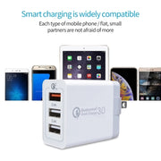 SDC-30W 2 in 1 USB to 8 Pin Data Cable + 30W QC 3.0 USB + 2.4A Dual USB 2.0 Ports Mobile Phone Tablet PC Universal Quick Charger Travel Charger Set,  US Plug