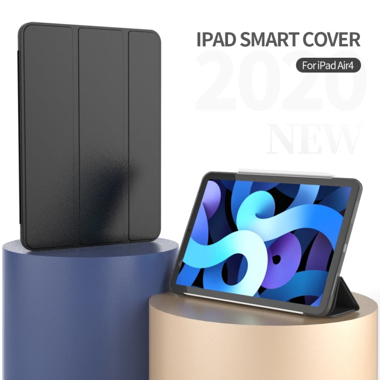 For iPad Air 11 2024 / Air 2022 10.9 Three-folding Surface Leather Matte TPU Bottom Smart Tablet Case(Grey)