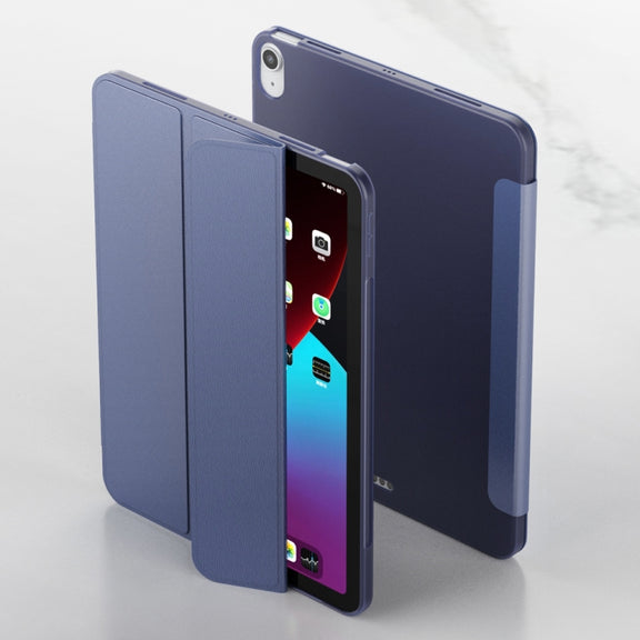 For iPad Air 11 2024 / Air 2022 10.9 Three-folding Surface Leather Matte TPU Bottom Smart Tablet Case(Black)