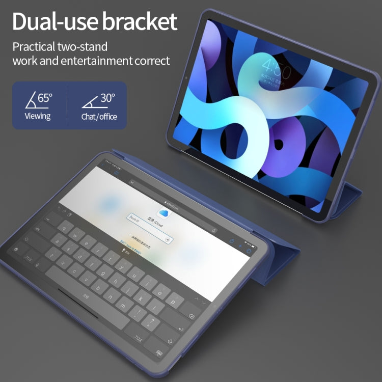 For iPad Air 11 2024 / Air 2022 10.9 Three-folding Surface Leather Matte TPU Bottom Smart Tablet Case(Sky blue)