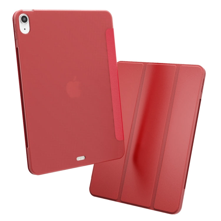 For iPad Air 11 2024 / Air 2022 10.9 Three-folding Surface Leather Matte TPU Bottom Smart Tablet Case(Sky blue)