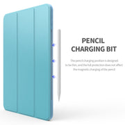 For iPad Air 11 2024 / Air 2022 10.9 Three-folding Surface Leather Matte TPU Bottom Smart Tablet Case(Sky blue)