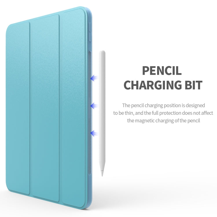 For iPad Air 11 2024 / Air 2022 10.9 Three-folding Surface Leather Matte TPU Bottom Smart Tablet Case(Sky blue)
