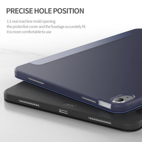 For iPad Air 11 2024 / Air 2022 10.9 Three-folding Surface Leather Matte TPU Bottom Smart Tablet Case(Black)