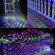 4x6m 672 LEDs Water-resistant Fishing Net Lights Curtain String Lights Fairy Wedding Party Holiday Decoration Lamps 220V, EU Plug(Colorful Light)