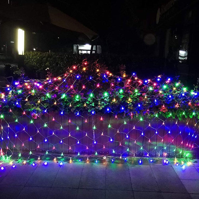 4x6m 672 LEDs Water-resistant Fishing Net Lights Curtain String Lights Fairy Wedding Party Holiday Decoration Lamps 220V, EU Plug(Colorful Light)