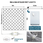 4x6m 672 LEDs Water-resistant Fishing Net Lights Curtain String Lights Fairy Wedding Party Holiday Decoration Lamps 220V, EU Plug(Colorful Light)