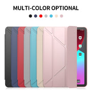 For iPad Air 2024 / Air 2022 10.9 Multi-folding Matte Surface Leather Smart Tablet Case(Rose Gold)
