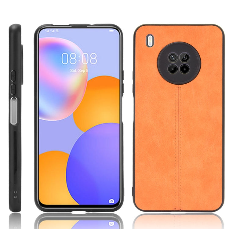 For Huawei Y9a Shockproof Sewing Cow Pattern Skin PC + PU + TPU Case(Orange) - Huawei Cases by PMC TechLife | Online Shopping South Africa | PMC TechLife