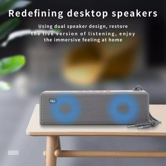 T&G TG271 TWS Subwoofer Bluetooth Speaker With Braided Rope, Support USB/AUX/TF Card/FM(Gray)
