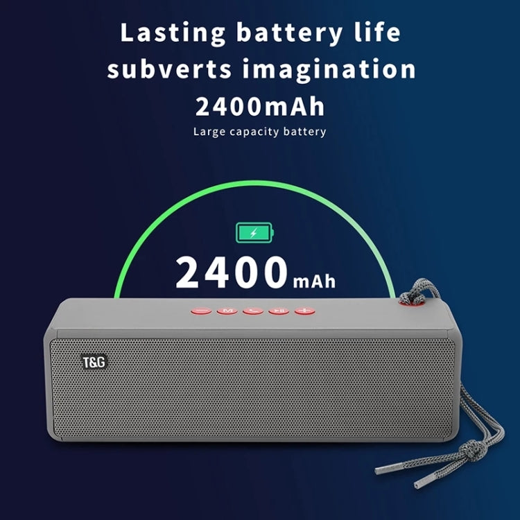 T&G TG271 TWS Subwoofer Bluetooth Speaker With Braided Rope, Support USB/AUX/TF Card/FM(Gray)
