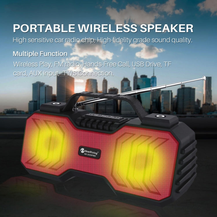 NewRixing NR-2029FMD TWS LED Flashlight Bluetooth Speaker, Support TF Card / FM / 3.5mm AUX / U Disk / Hands-free Calling(Black)