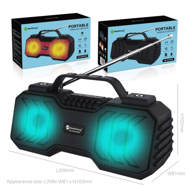 NewRixing NR-2029FMD TWS LED Flashlight Bluetooth Speaker, Support TF Card / FM / 3.5mm AUX / U Disk / Hands-free Calling(Qrange)