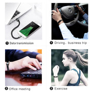 XJ-27 3A USB to USB-C / Type-C Creative Bracelet Data Cable, Cable Length: 22.5cm(Black)