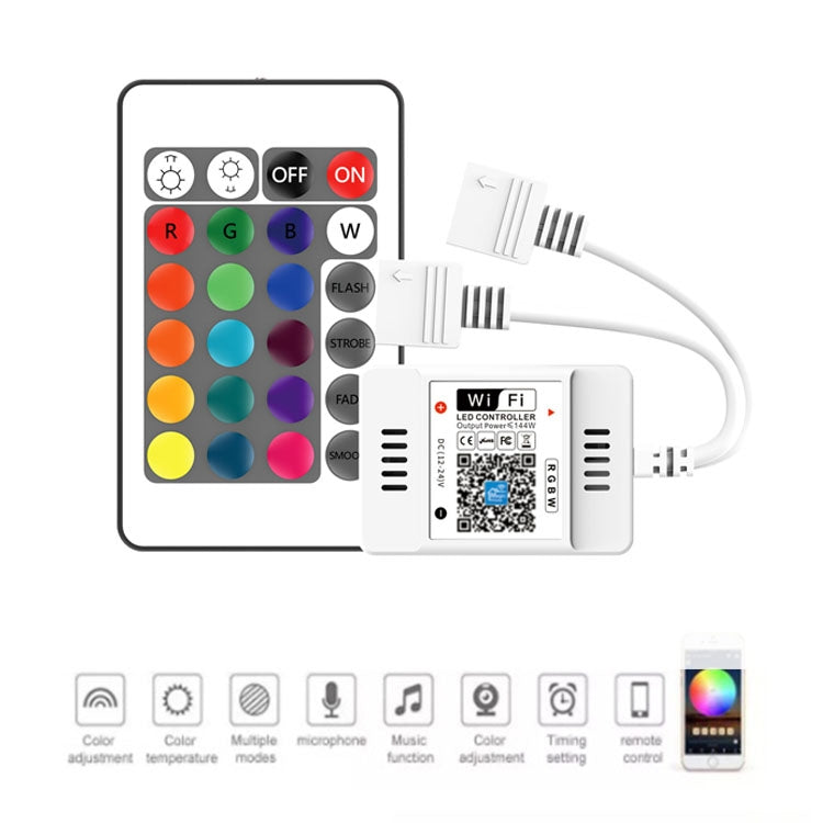 2 Ways Output LED Strip APP Smart Wifi LED RGB Controller with IR 24Keys Remote Control, 5-24V - LED Controller by PMC TechLife | Online Shopping South Africa | PMC TechLife | Buy Now Pay Later Mobicred
