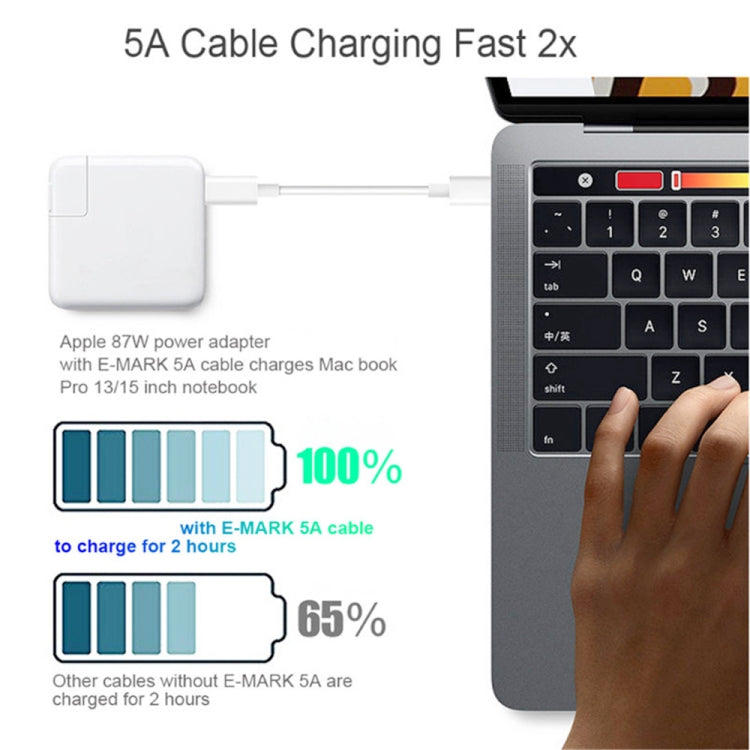 PD65W-A9 PD 65W Dual Dort USB-C / Type-C + Dual USB Charger with 5A USB-C / Type-C to USB-C / Type-C Fast Charging Cable for Apple MacBook Series US Plug