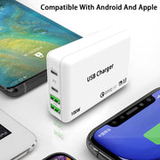 PD65W-A9 PD 65W Dual Dort USB-C / Type-C + Dual USB Charger with 5A USB-C / Type-C to USB-C / Type-C Fast Charging Cable for Apple MacBook Series US Plug