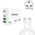 PD65W-A9 PD 65W Dual Dort USB-C / Type-C + Dual USB Charger with 5A USB-C / Type-C to USB-C / Type-C Fast Charging Cable for Apple MacBook Series UK Plug - Cable & Adapter by PMC Jewellery | Online Shopping South Africa | PMC Jewellery | Buy Now Pay Later Mobicred