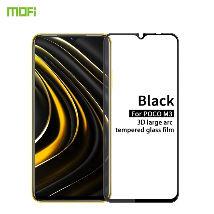 For Xiaomi Poco M3 MOFI 9H 3D Explosion-proof Curved Screen Tempered Glass Film(Black) - free shipping - PMC TechLife - Order now!