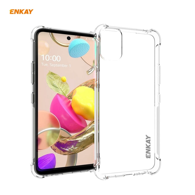 For LG K42 Hat-Prince ENKAY Clear TPU Shockproof Case Soft Anti-slip Cover