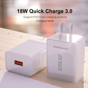 ENKAY Hat-Prince U036 18W USB QC3.0 Fast Charging Travel Charger Power Adapter, US Plug