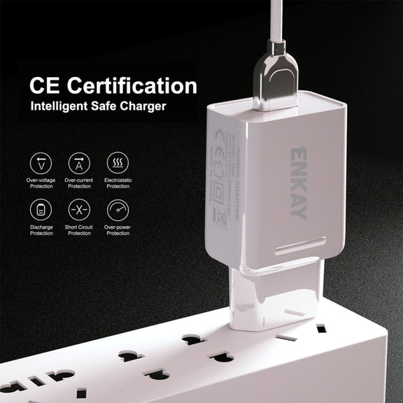 ENKAY Hat-Prince T033 18W USB QC 3.0 Fast Charging Travel Charger Power Adapter, EU Plug