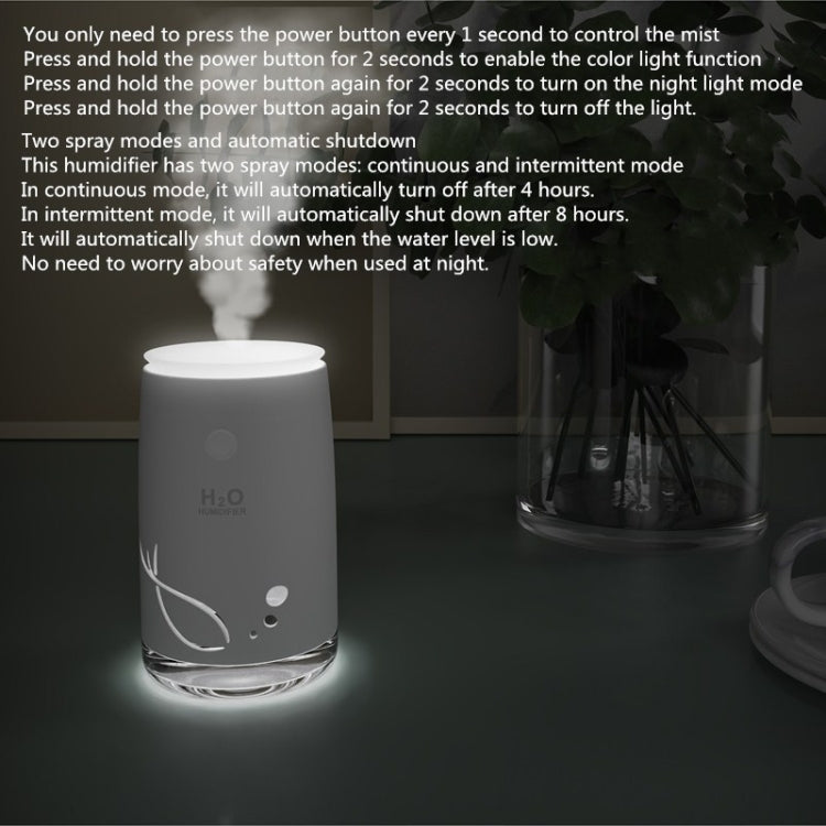 Concise Fish Pattern Mini Home Mute Bedroom Student Dormitory Office Portable USB Wireless Durable Humidifier(Red)