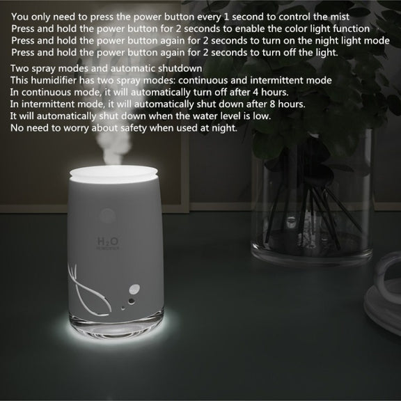 Concise Fish Pattern Mini Home Mute Bedroom Student Dormitory Office Portable USB Wireless Durable Humidifier(Green)
