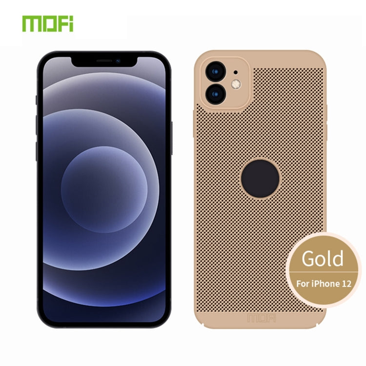 For iPhone 12 MOFi Honeycomb Texture Breathable PC Shockproof Protective Back Cover Case(Gold) - iPhone 12 / 12 Pro Cases by MOFI | Online Shopping South Africa | PMC TechLife