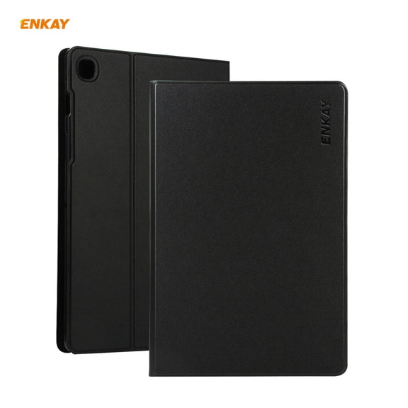 For Samsung Galaxy Tab A7 10.4 T500 / T505 2020 / 2022 ENKAY Horizontal Flip PU Leather + TPU Smart Case with Holder & Sleep / Wake-up Function(Black)