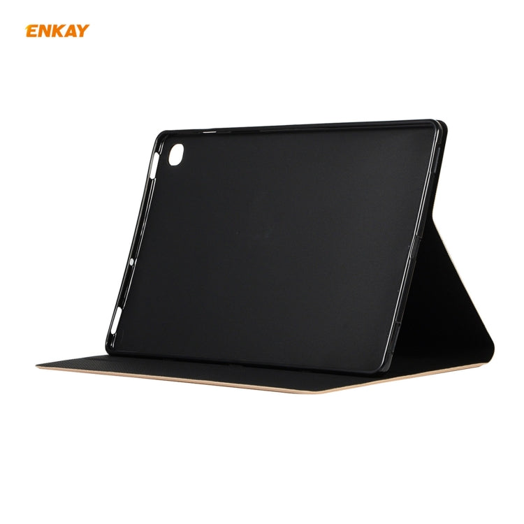 For Samsung Galaxy Tab A7 10.4 T500 / T505 2020 / 2022 ENKAY Horizontal Flip PU Leather + TPU Smart Case with Holder & Sleep / Wake-up Function(Cyan)