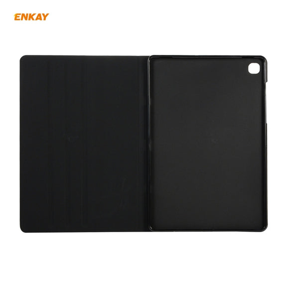 For Samsung Galaxy Tab A7 10.4 T500 / T505 2020 / 2022 ENKAY Horizontal Flip PU Leather + TPU Smart Case with Holder & Sleep / Wake-up Function(Cyan)