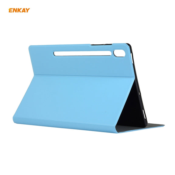 For Samsung Galaxy Tab S8 / Galaxy Tab S7 11.0 T870 / T875 ENKAY Horizontal Flip PU Leather + TPU Smart Case with Holder & Sleep / Wake-up Function(Light Blue)