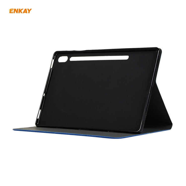 For Samsung Galaxy Tab S8 / Galaxy Tab S7 11.0 T870 / T875 ENKAY Coarse Cloth Pattern PU Leather + TPU Smart Case with Holder & Sleep / Wake-up Function(Grey) - free shipping - PMc TechLife - Order now!