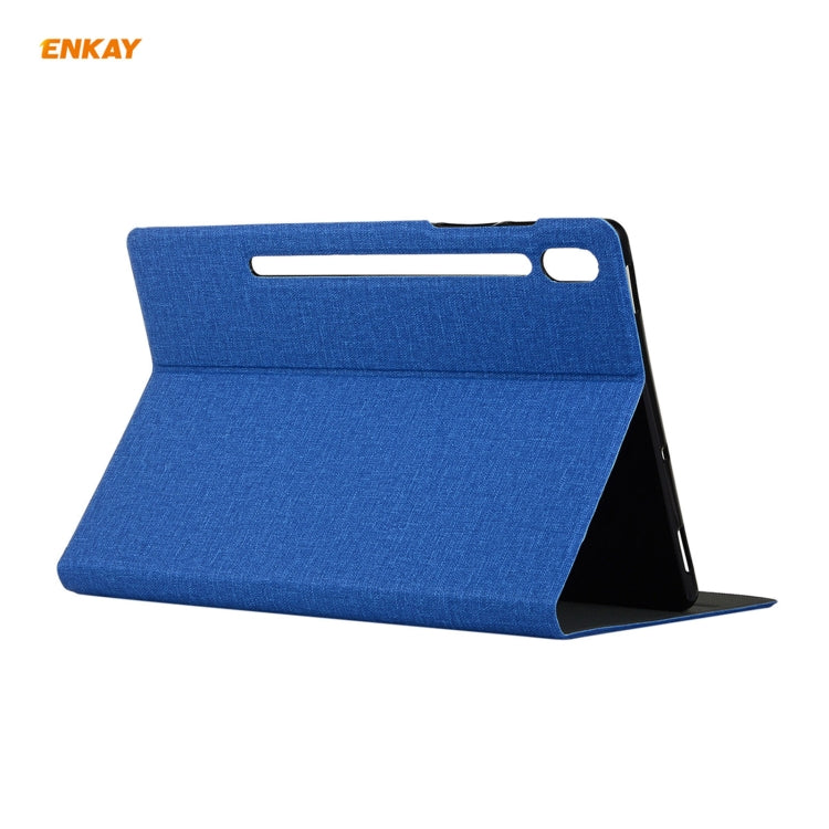 For Samsung Galaxy Tab S8 / Galaxy Tab S7 11.0 T870 / T875 ENKAY Coarse Cloth Pattern PU Leather + TPU Smart Case with Holder & Sleep / Wake-up Function(Grey) - free shipping - PMc TechLife - Order now!