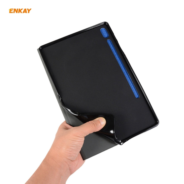 For Samsung Galaxy Tab S8 / Galaxy Tab S7 11.0 T870 / T875 ENKAY Coarse Cloth Pattern PU Leather + TPU Smart Case with Holder & Sleep / Wake-up Function(Grey) - free shipping - PMc TechLife - Order now!