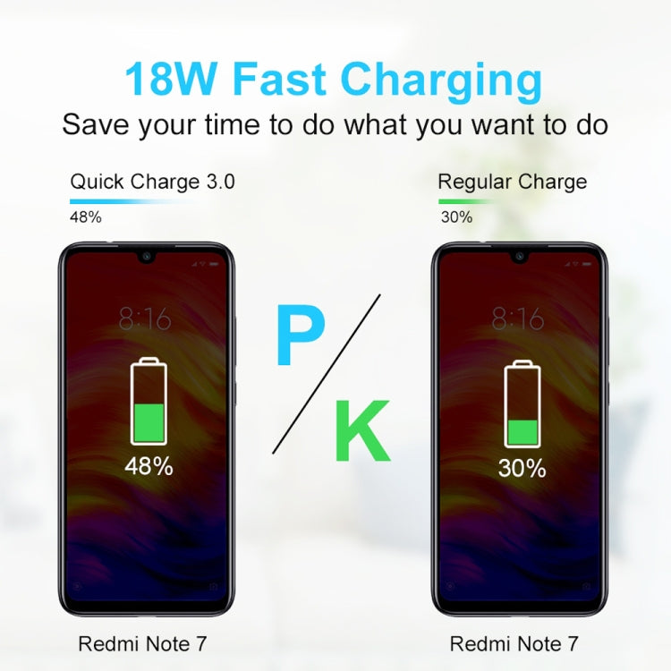 LZ-023 18W QC 3.0 USB Portable Travel Charger + 3A USB to 8 Pin Data Cable, EU Plug(White) - free shipping - PMC Jewellery - Order now!