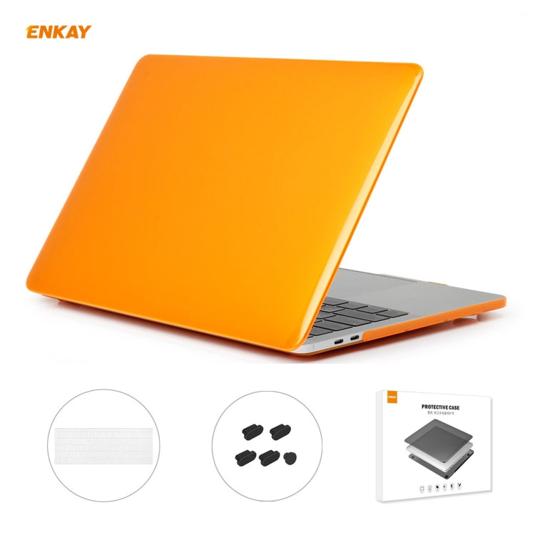 ENKAY 3 in 1 Crystal Laptop Protective Case + US Version TPU Keyboard Film + Anti-dust Plugs Set for MacBook Pro 13.3 inch A1708 (without Touch Bar)(Orange) - free shipping - PMC Jewellery - Order now!