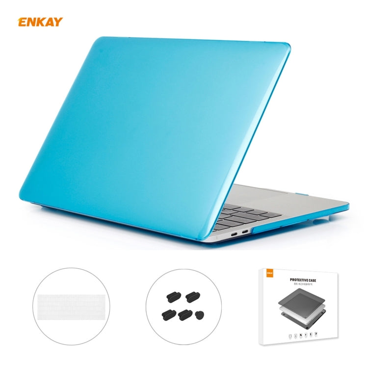 ENKAY 3 in 1 Crystal Laptop Protective Case + EU Version TPU Keyboard Film + Anti-dust Plugs Set for MacBook Pro 13.3 inch A1706 / A1989 / A2159 (with Touch Bar)(Light Blue) - free shipping - PMC Jewellery - Order now!