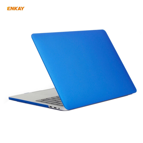 ENKAY 3 in 1 Matte Laptop Protective Case + US Version TPU Keyboard Film + Anti-dust Plugs Set for MacBook Pro 13.3 inch A1706 / A1989 / A2159 (with Touch Bar)(Dark Blue)