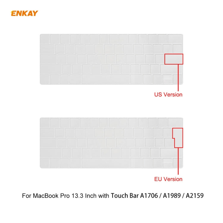 ENKAY 3 in 1 Matte Laptop Protective Case + US Version TPU Keyboard Film + Anti-dust Plugs Set for MacBook Pro 13.3 inch A1706 / A1989 / A2159 (with Touch Bar)(Green)