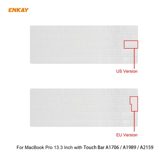 ENKAY 3 in 1 Matte Laptop Protective Case + US Version TPU Keyboard Film + Anti-dust Plugs Set for MacBook Pro 13.3 inch A1706 / A1989 / A2159 (with Touch Bar)(Light Blue)