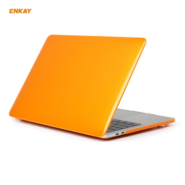 ENKAY 3 in 1 Crystal Laptop Protective Case + US Version TPU Keyboard Film + Anti-dust Plugs Set for MacBook Pro 13.3 inch A1706 / A1989 / A2159 (with Touch Bar)(Orange)