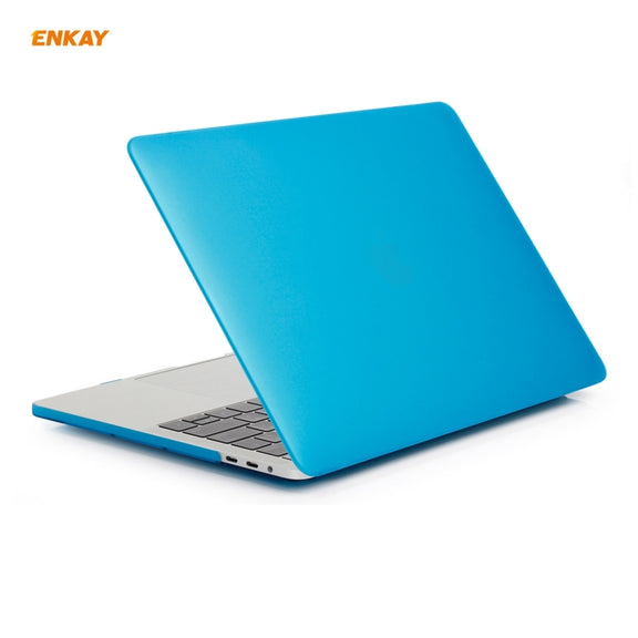 ENKAY 3 in 1 Matte Laptop Protective Case + EU Version TPU Keyboard Film + Anti-dust Plugs Set for MacBook Pro 13.3 inch A1708 (without Touch Bar)(Light Blue)