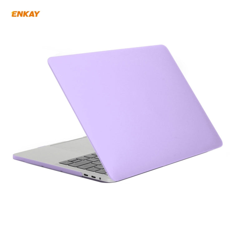 ENKAY 3 in 1 Matte Laptop Protective Case + EU Version TPU Keyboard Film + Anti-dust Plugs Set for MacBook Pro 13.3 inch A1708 (without Touch Bar)(Purple)