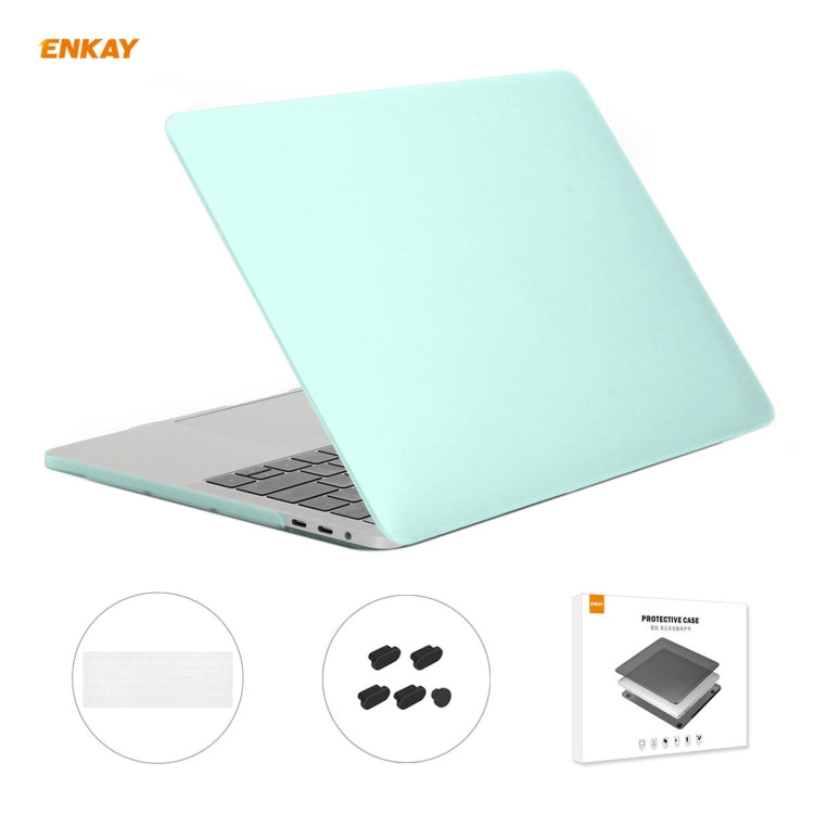 ENKAY 3 in 1 Matte Laptop Protective Case + EU Version TPU Keyboard Film + Anti-dust Plugs Set for MacBook Pro 15.4 inch A1707 & A1990 (with Touch Bar)(Green) - free shipping - PMC Jewellery - Order now!
