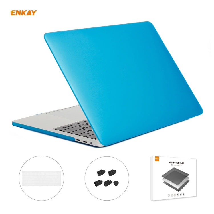 ENKAY 3 in 1 Matte Laptop Protective Case + EU Version TPU Keyboard Film + Anti-dust Plugs Set for MacBook Pro 15.4 inch A1707 & A1990 (with Touch Bar)(Light Blue) - free shipping - PMC Jewellery - Order now!