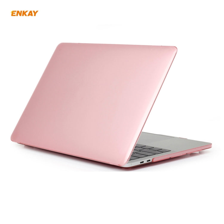 ENKAY 3 in 1  Crystal Laptop Protective Case + EU Version TPU Keyboard Film + Anti-dust Plugs Set for MacBook Pro 15.4 inch A1707 & A1990 (with Touch Bar)(Pink)