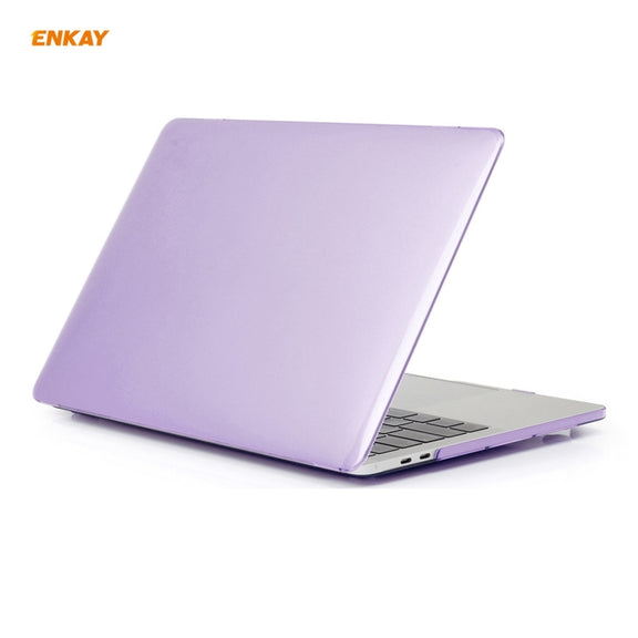 ENKAY 3 in 1  Crystal Laptop Protective Case + EU Version TPU Keyboard Film + Anti-dust Plugs Set for MacBook Pro 15.4 inch A1707 & A1990 (with Touch Bar)(Purple)